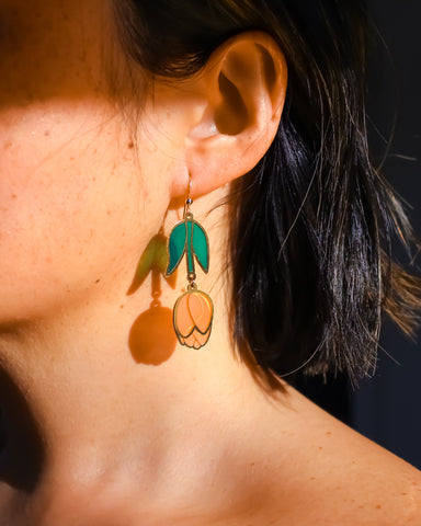 Tulip Earrings • Coral